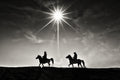 Horse Riders in Mt Bromo Poster och Canvastavla