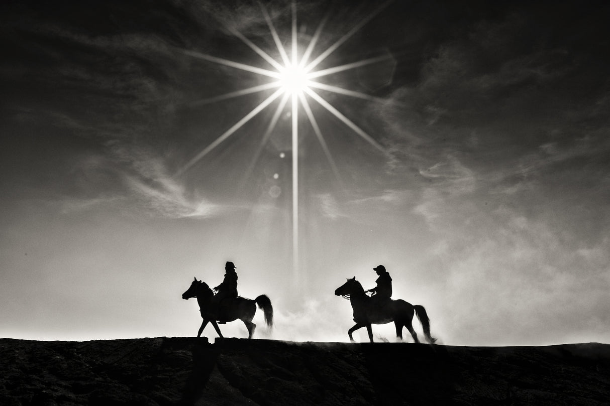 Horse Riders in Mt Bromo Poster och Canvastavla