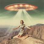 Vintage Alien Abduction UFO Collage Art Poster och Canvastavla