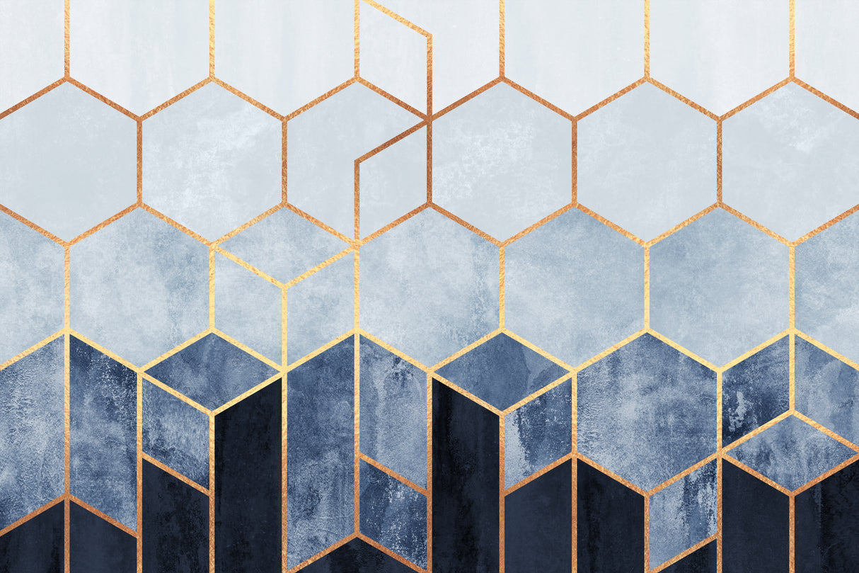Soft Blue Hexagons Poster och Canvastavla