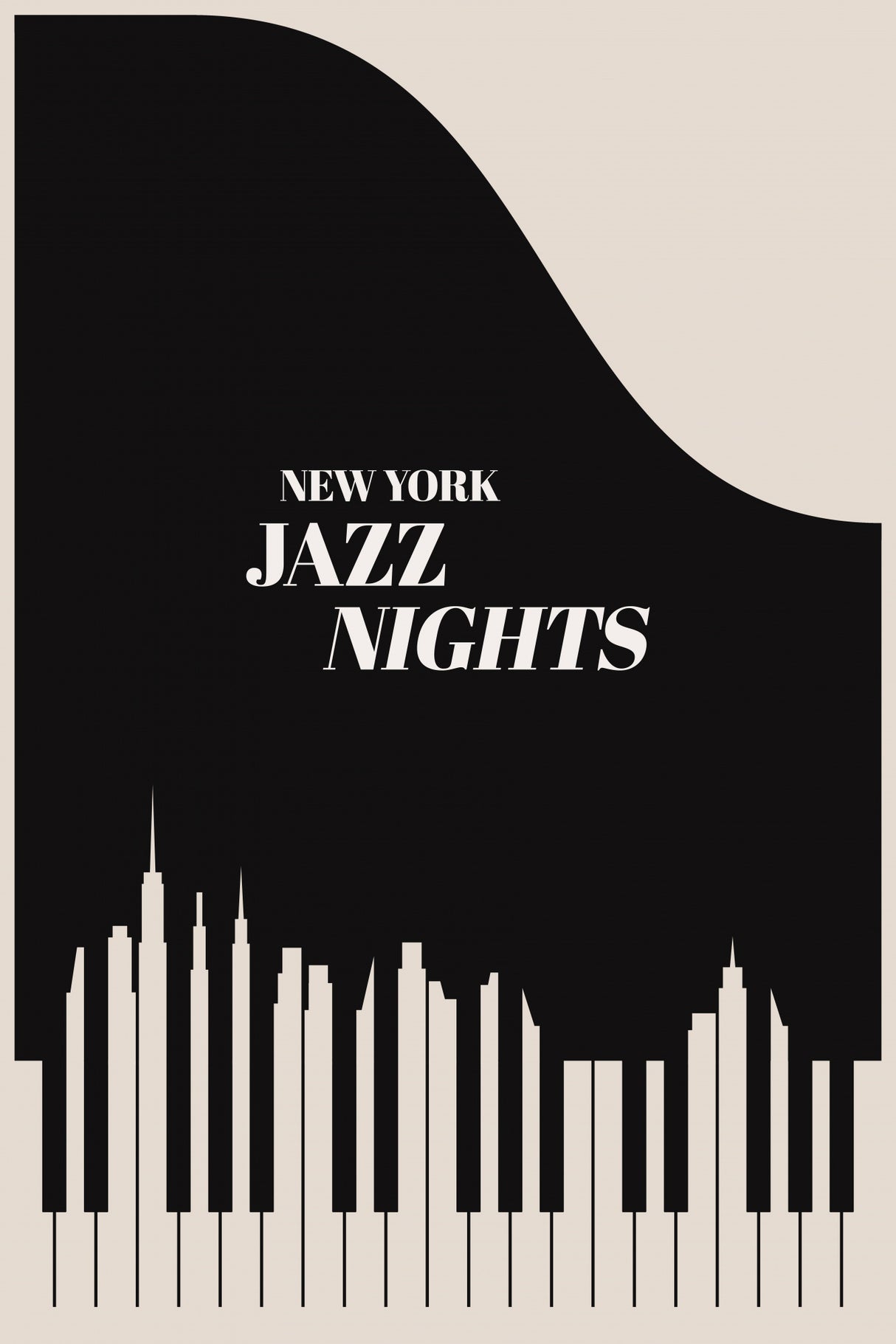 Jazz Nights Nyc   Black Poster och Canvastavla