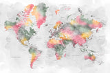 Watercolor world map with cities, Zadie Poster och Canvastavla