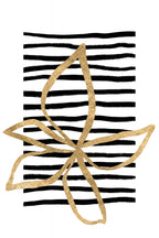 Golden Flower on Black Stripes Poster och Canvastavla
