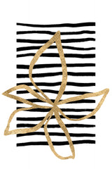 Golden Flower on Black Stripes Poster och Canvastavla