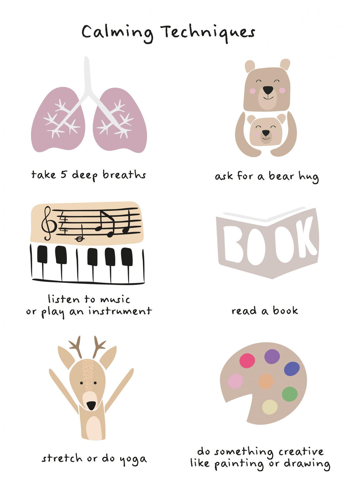 Children's calming meditation emotions print 2 Poster och Canvastavla