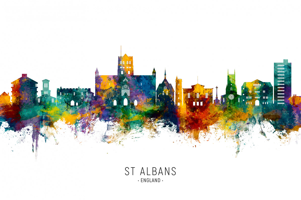 St Albans England Skyline Poster och Canvastavla