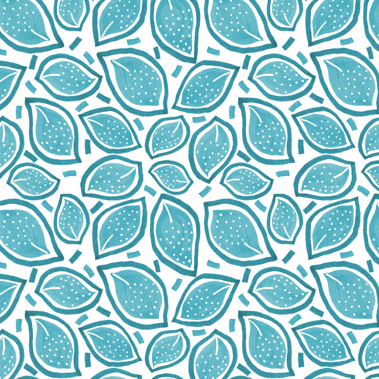 Turquoise Scattered Leaves Polka Dot Poster och Canvastavla