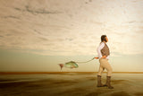 walking with fish Poster och Canvastavla