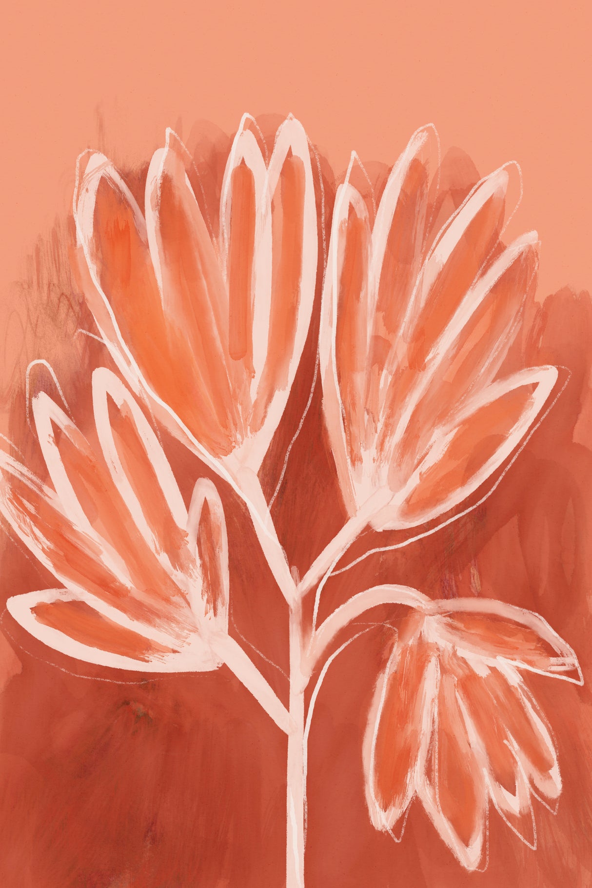 Peachy Flowers Poster och Canvastavla