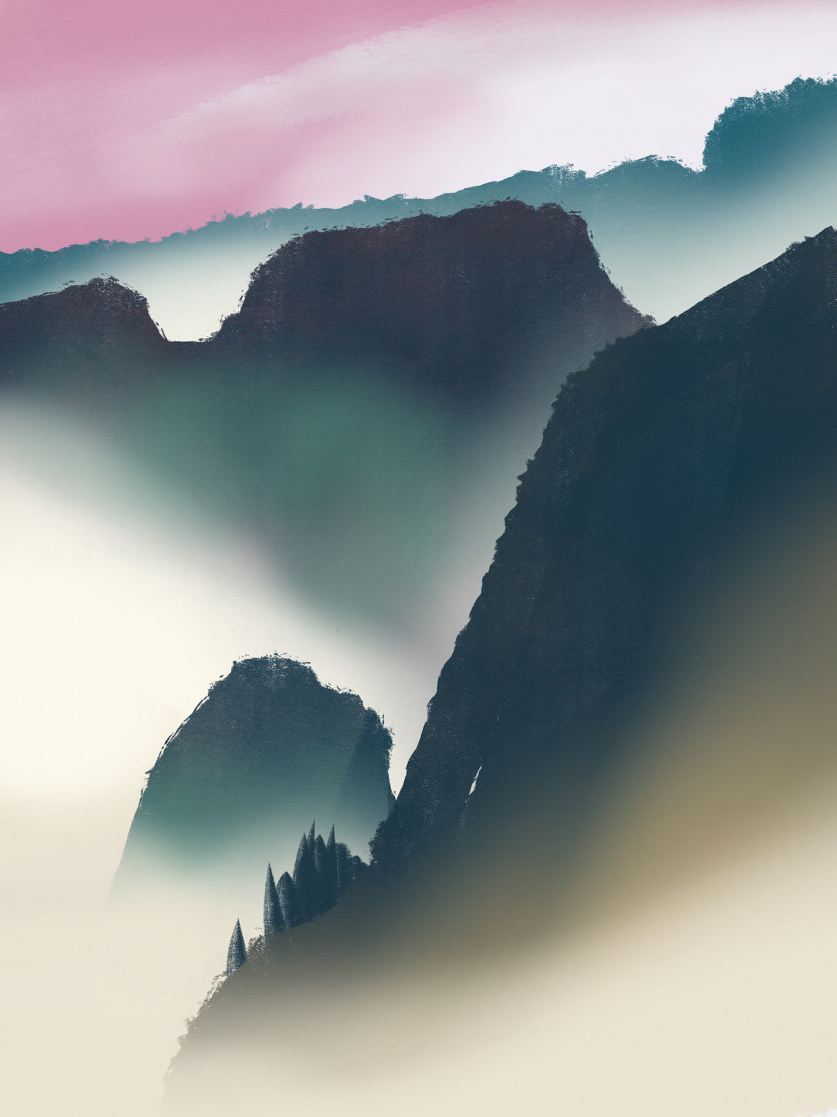 Misty Falls Poster och Canvastavla
