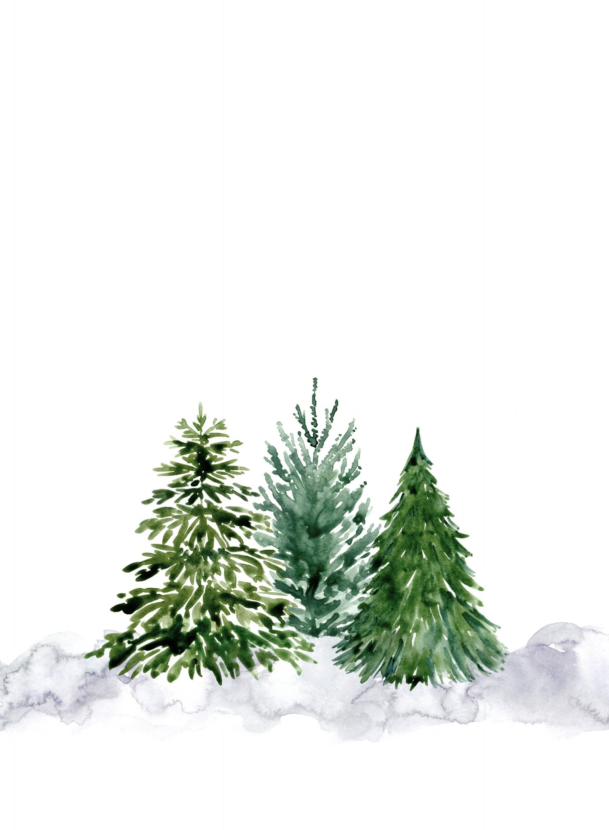 Three watercolor pine trees Poster och Canvastavla