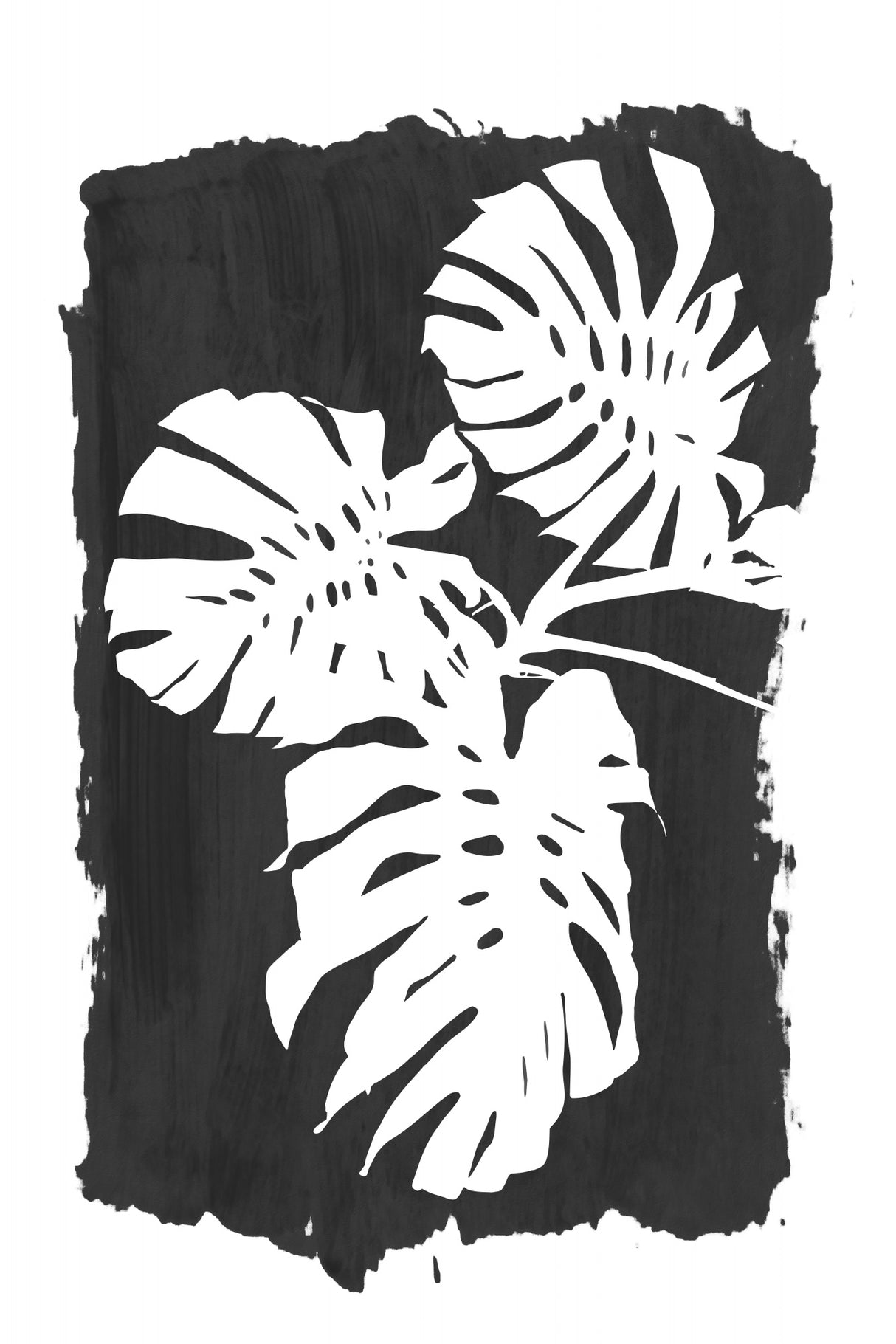 Black Monstera Leaves Silhouette Poster och Canvastavla