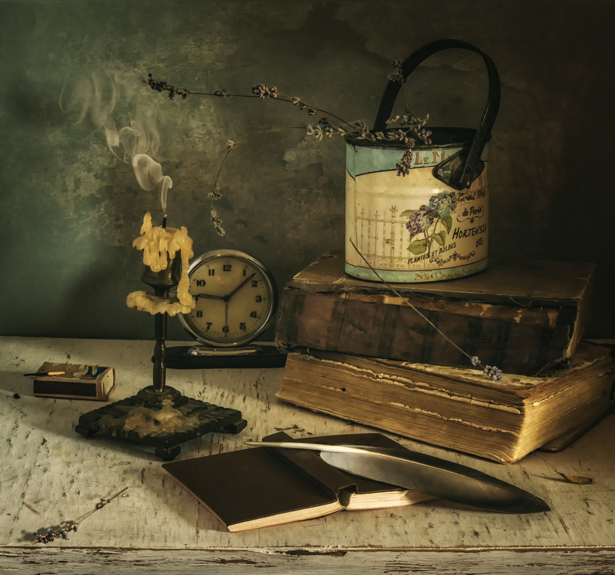 still life with books. vintage. Poster och Canvastavla