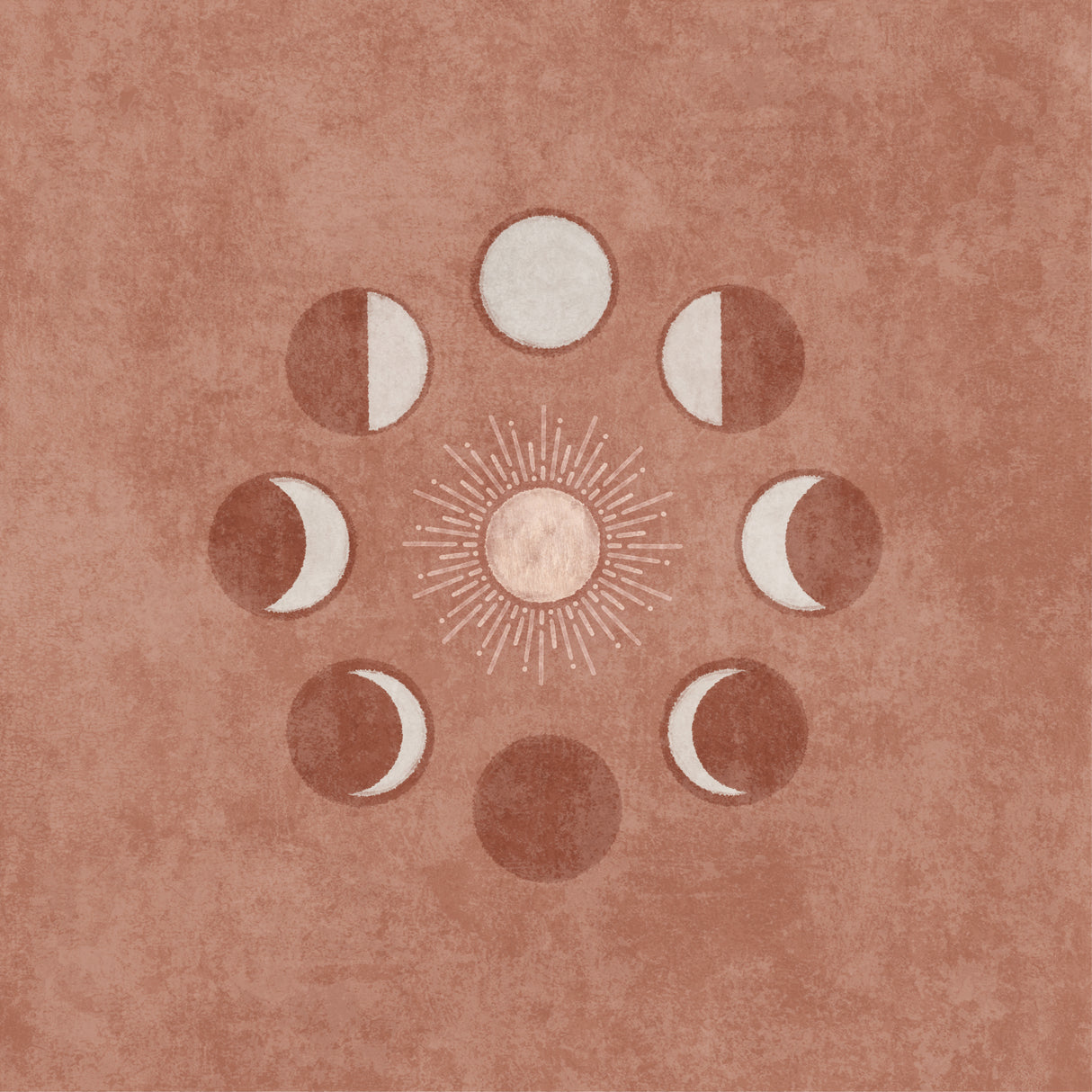 Somon Sun and Circle Moon Phase Poster och Canvastavla