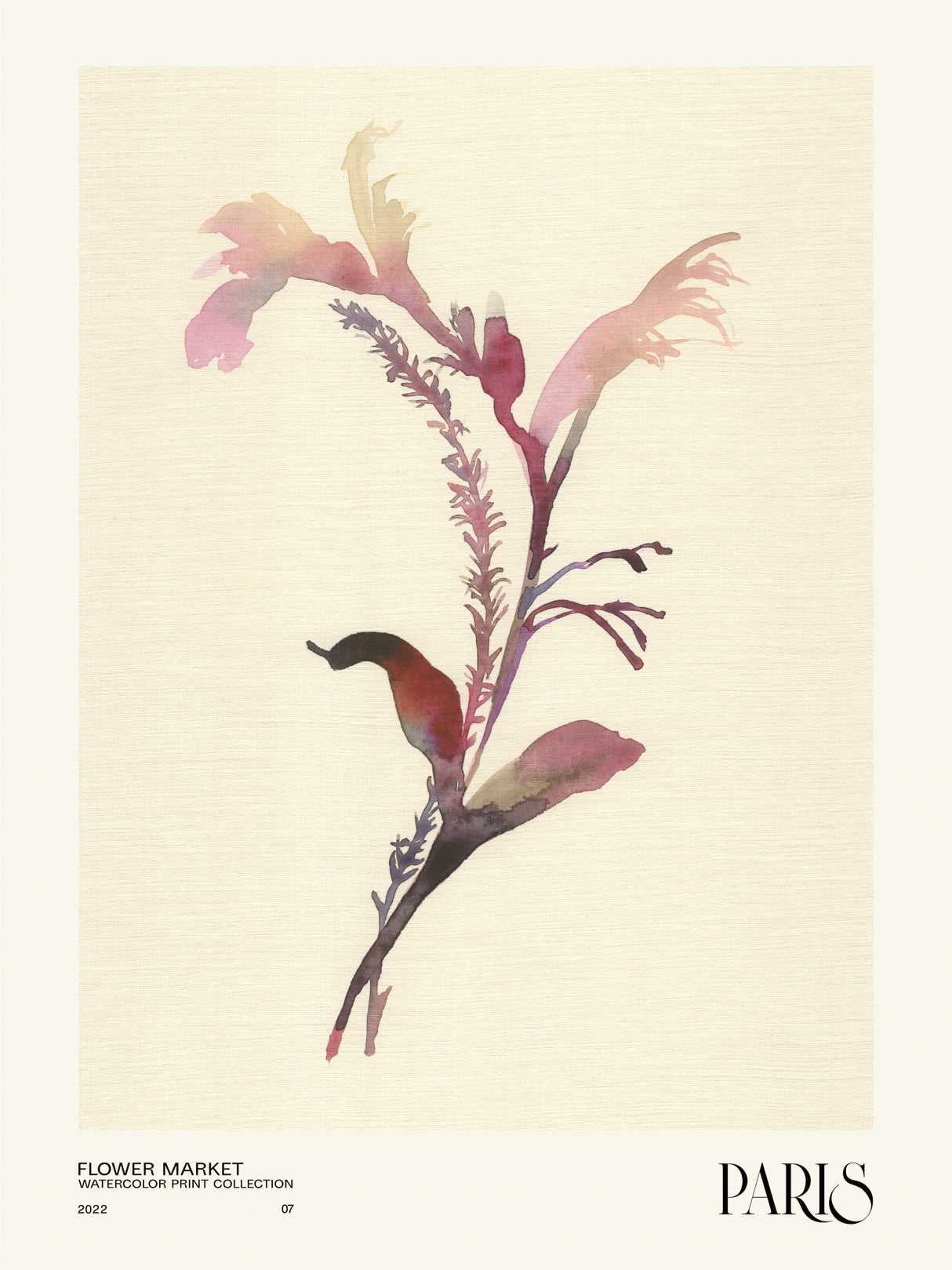 Watercolor print collection. Flower market - Paris Poster och Canvastavla
