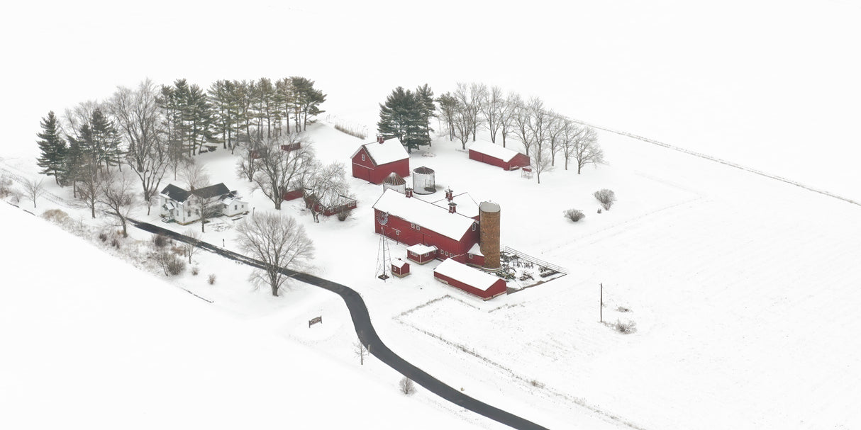 Fallen Snow on Stellwagen Farm Poster och Canvastavla