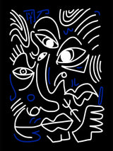 Line Art Bizarre Faces Poster och Canvastavla