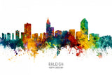 Raleigh North Carolina Skyline Poster och Canvastavla
