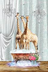 Three Giraffes &amp; Bubbles Poster och Canvastavla