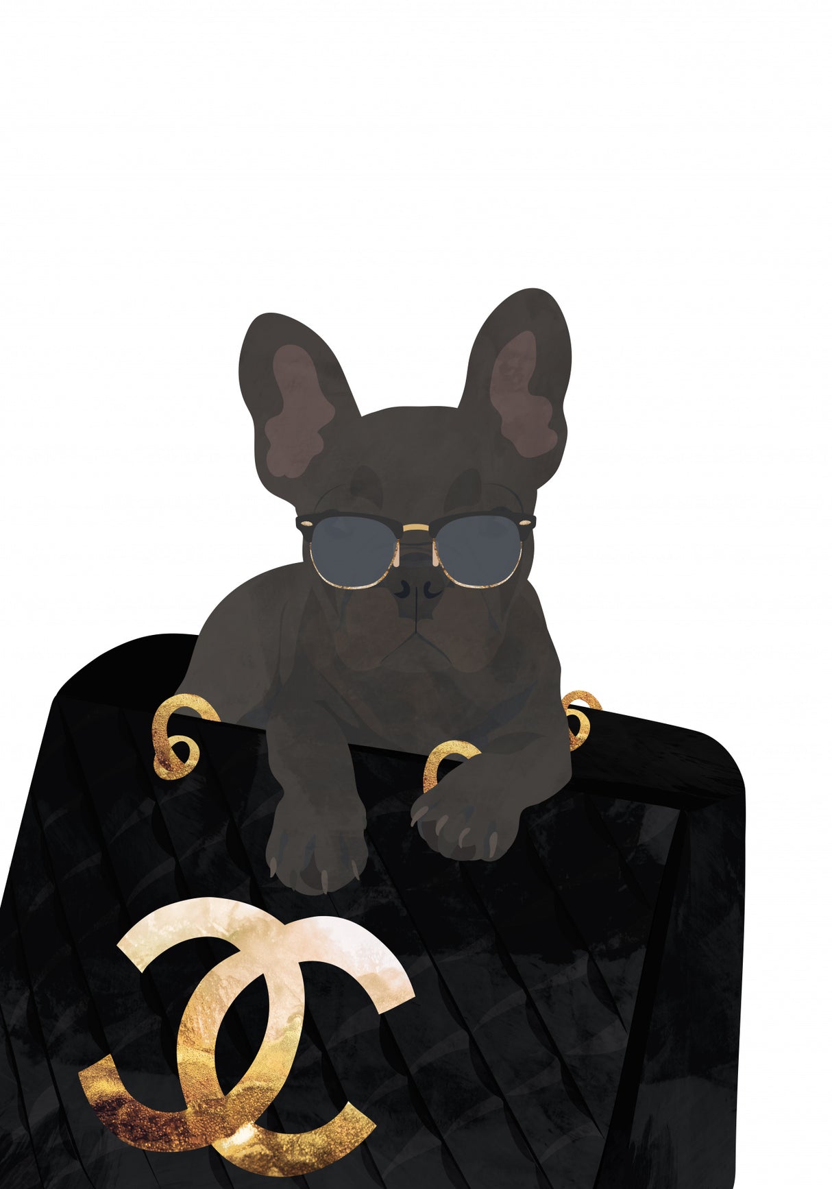 Frenchie in the bag Poster och Canvastavla