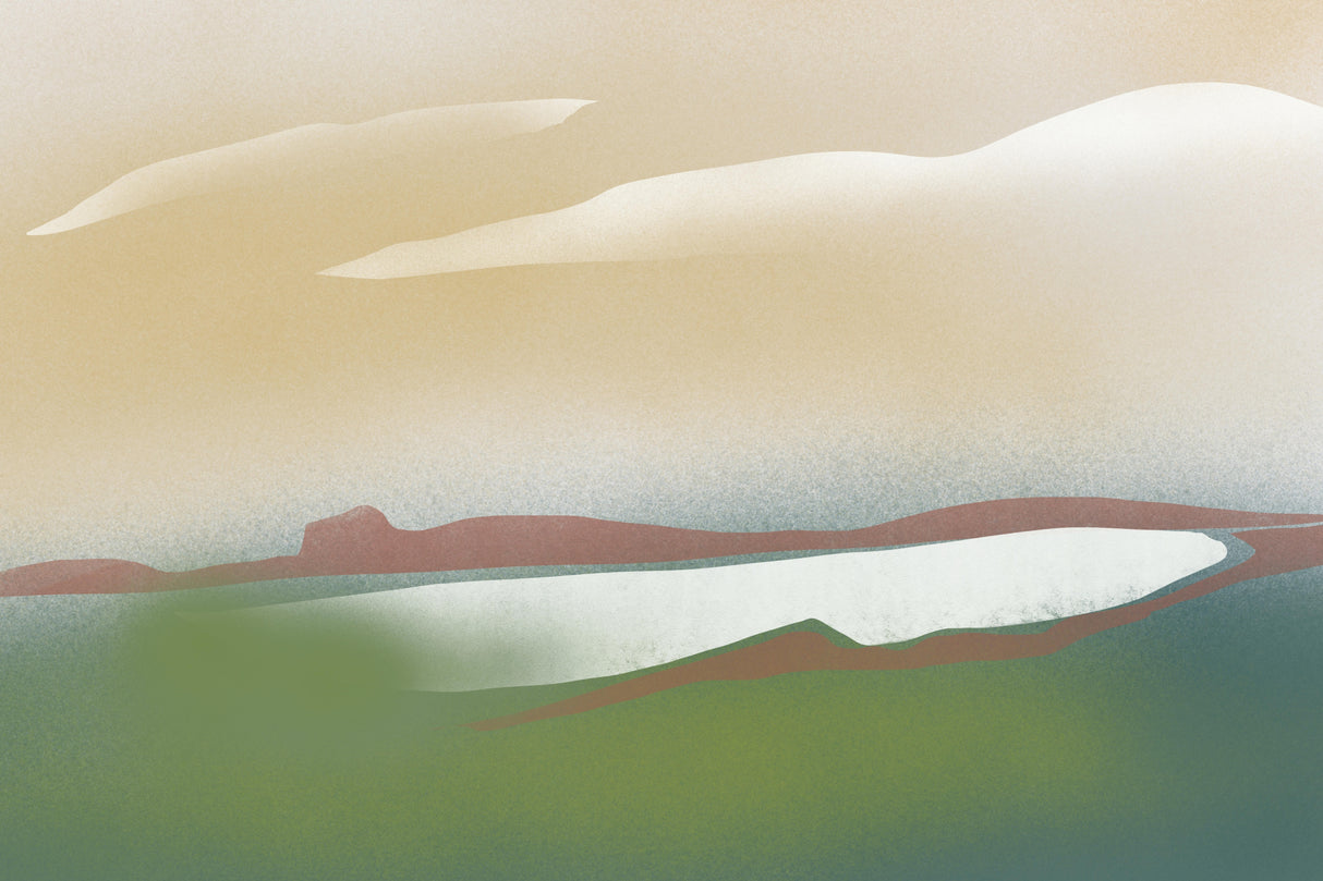 Meadow and lake Poster och Canvastavla