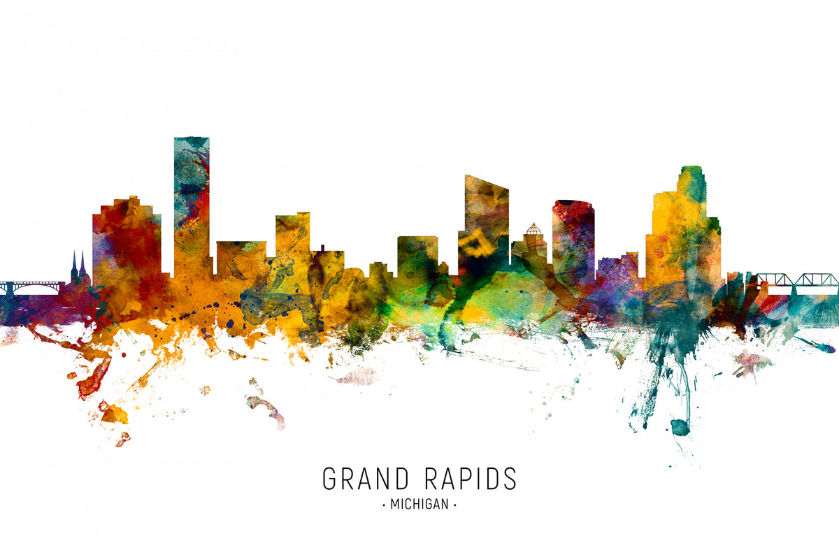 Grand Rapids Michigan Skyline Poster och Canvastavla