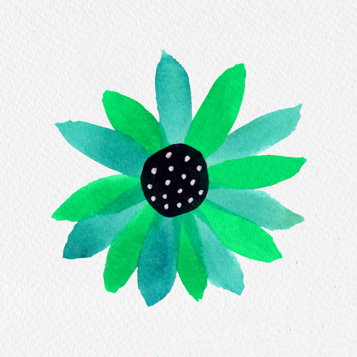 Floral Polka Dot Center Turquoise Poster och Canvastavla