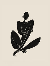 Sitting Nude In Black Poster och Canvastavla