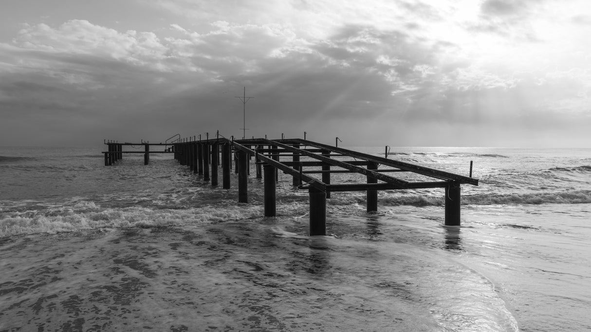 old pier and dramatic landscape Poster och Canvastavla
