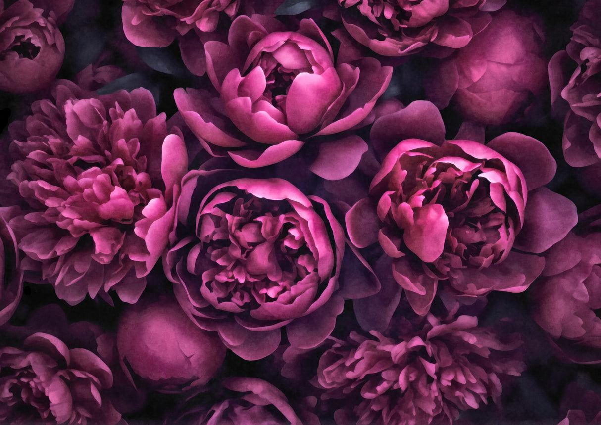 Moody Pink Watercolor Flowers Poster och Canvastavla