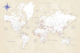 Rustic world map with cities, Deuce Poster och Canvastavla