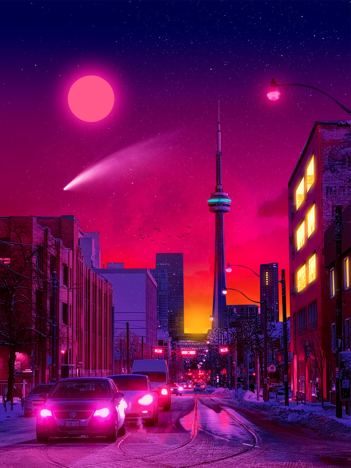 Neon City Poster och Canvastavla