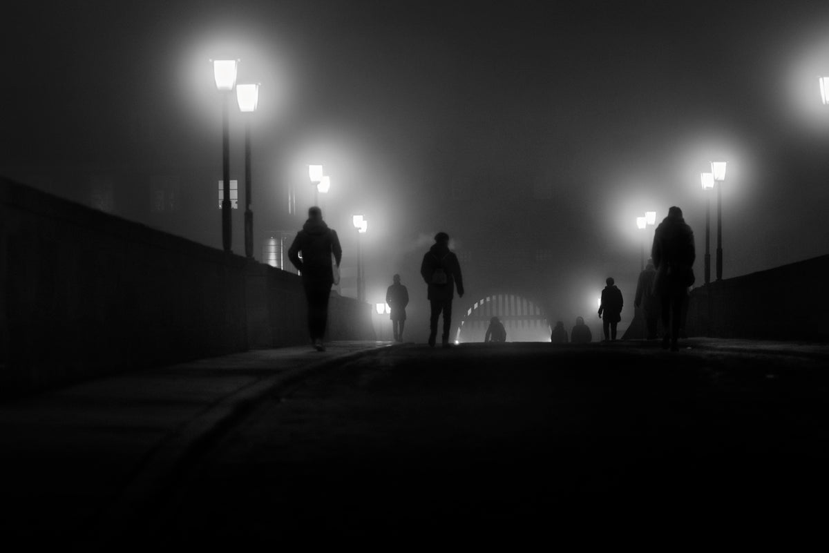 The bridge in the fog Poster och Canvastavla