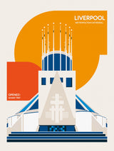 Liverpool Metropolitan Cathedral Retro Architecture Print Poster och Canvastavla