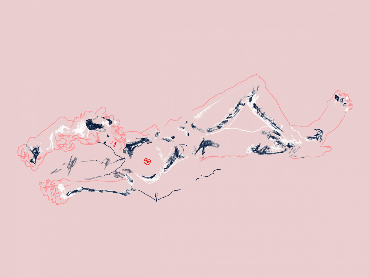 Girl Lying Down Poster och Canvastavla