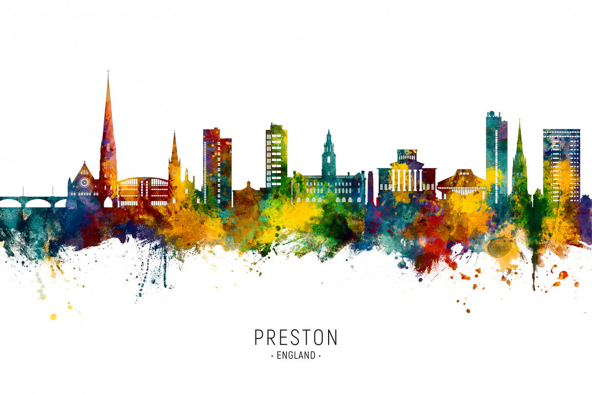 Preston England Skyline Poster och Canvastavla