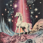 1980s Magical Horse Collage Art Poster och Canvastavla
