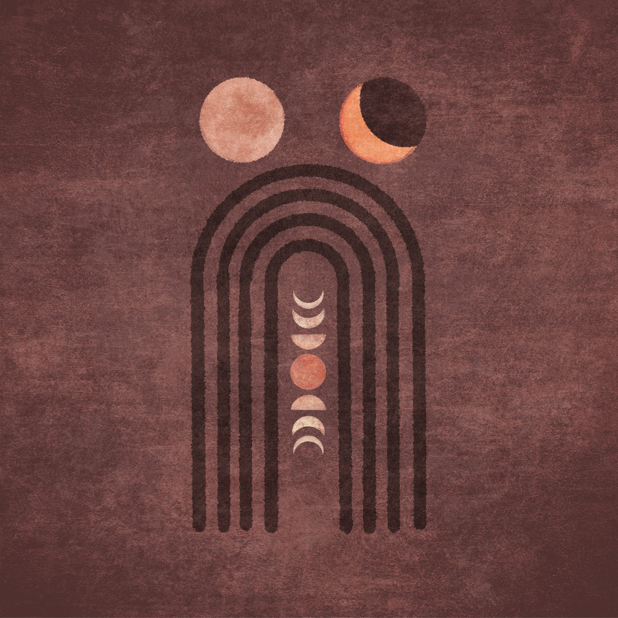 Visne Watercolor Moon Phase Poster och Canvastavla