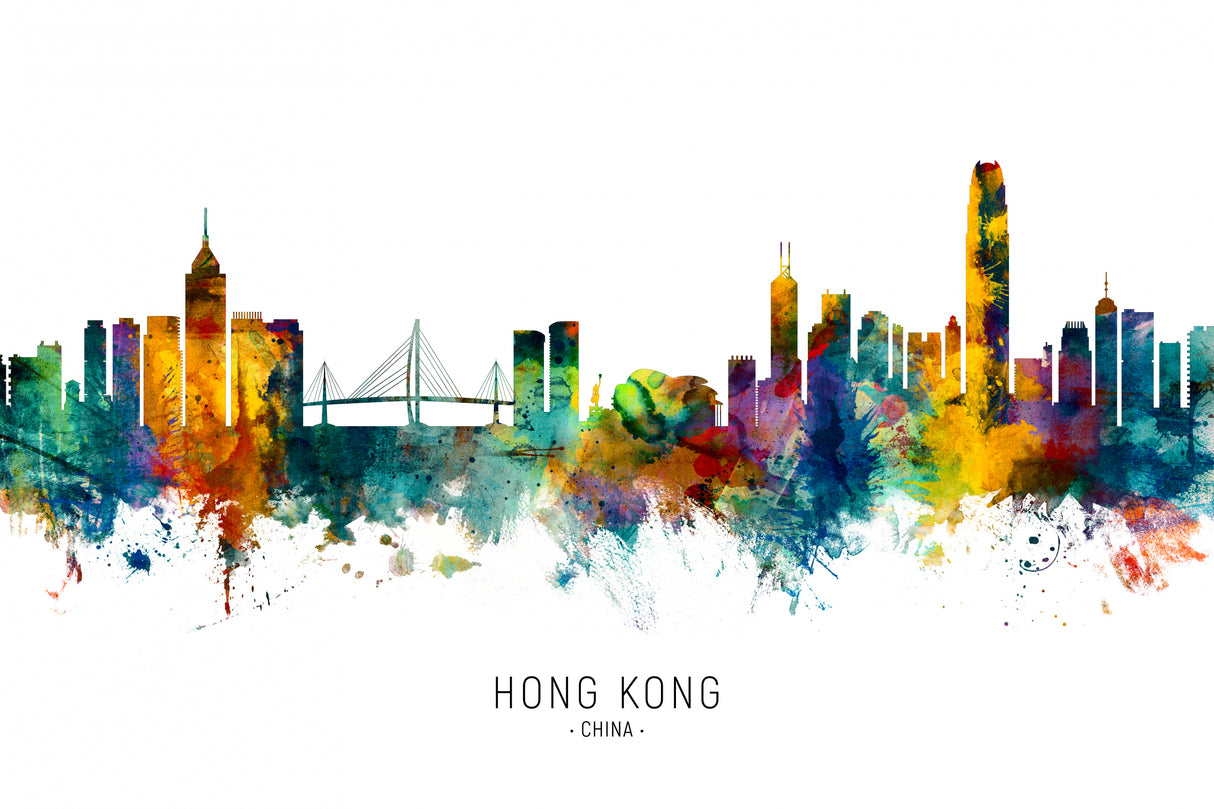 Hong Kong China Skyline Poster och Canvastavla