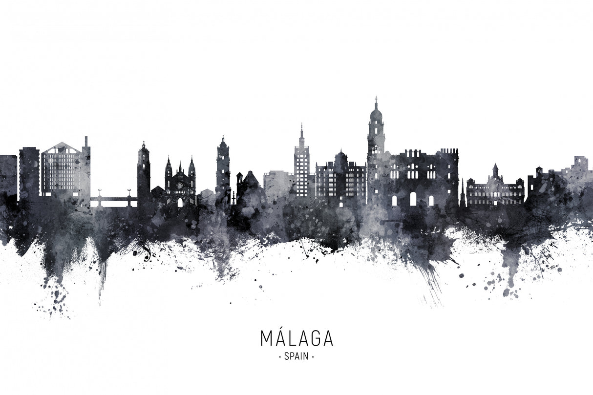 Málaga Spain Skyline Poster och Canvastavla