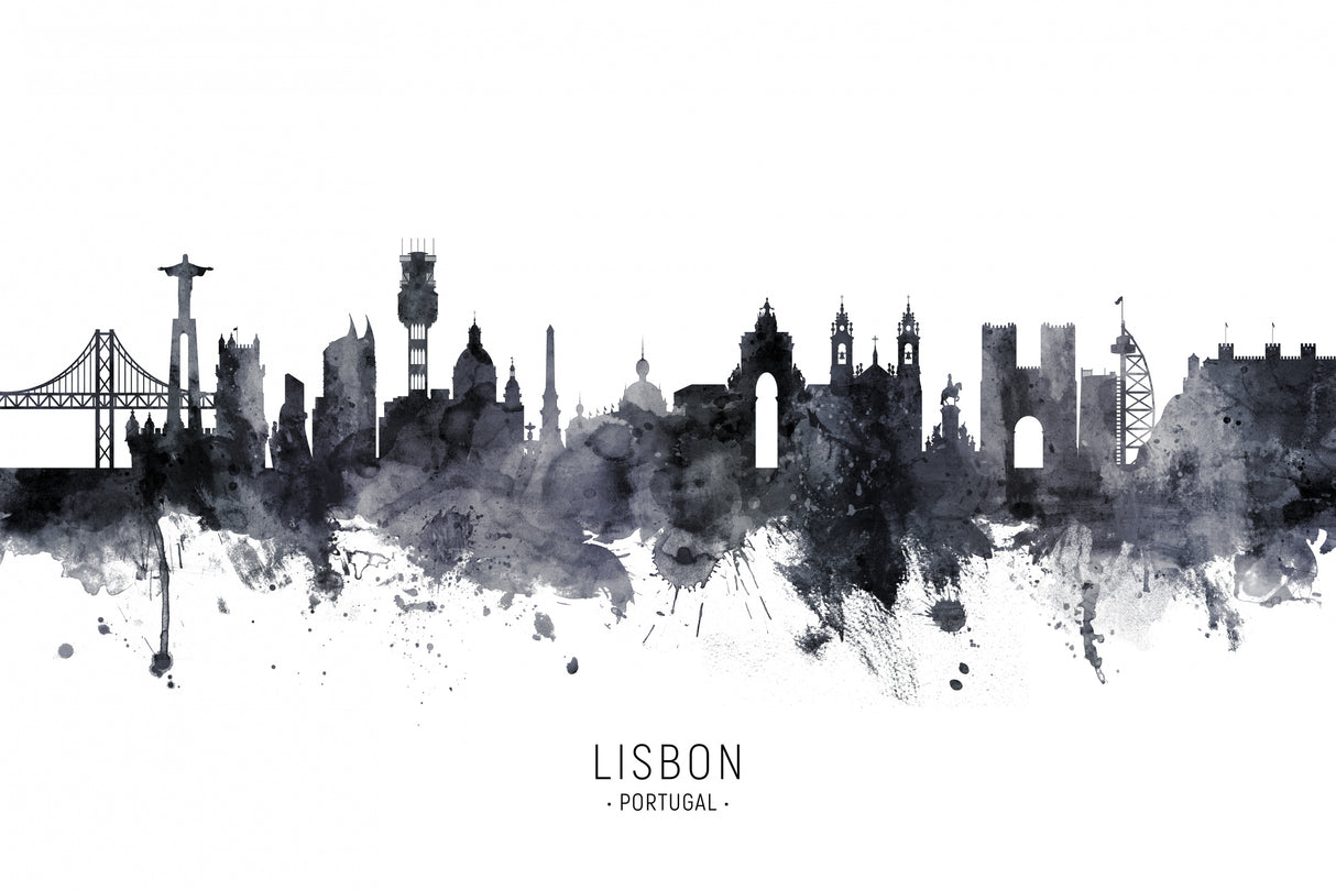 Lisbon Portugal Skyline Poster och Canvastavla
