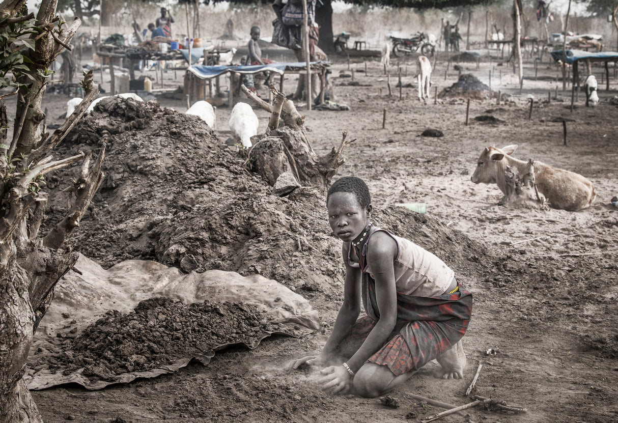 A scene of a Mundari camp - South Sudan Poster och Canvastavla