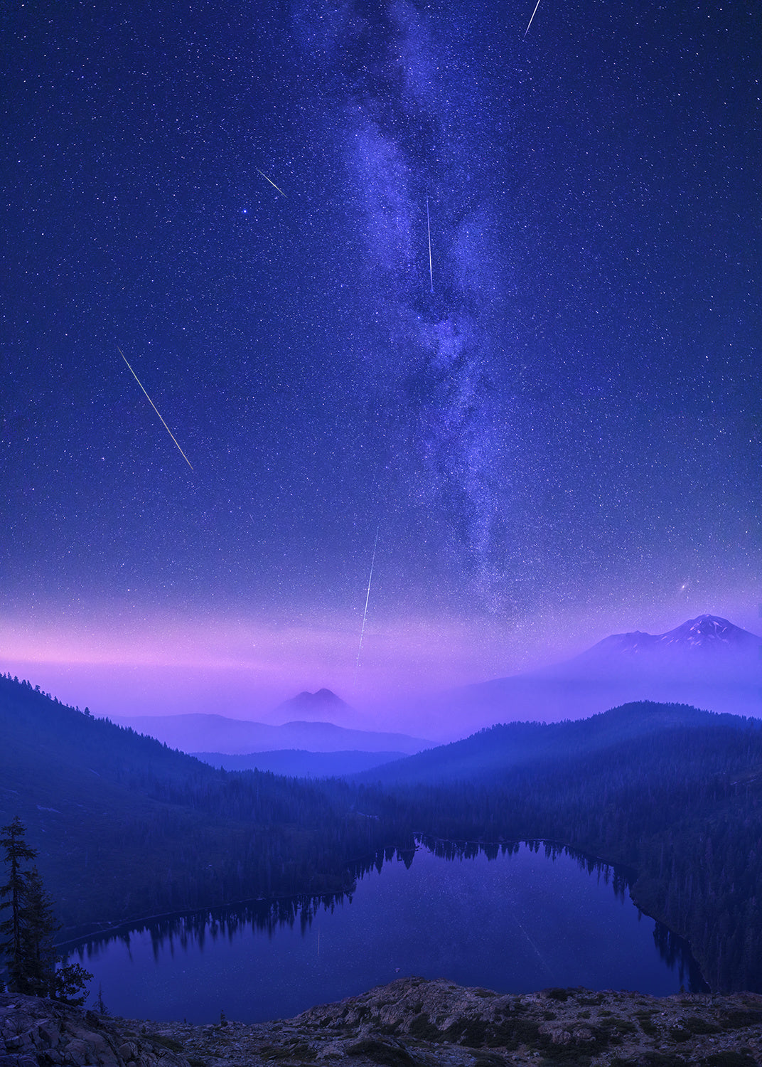 Mt Shasta Shooting Stars Poster och Canvastavla