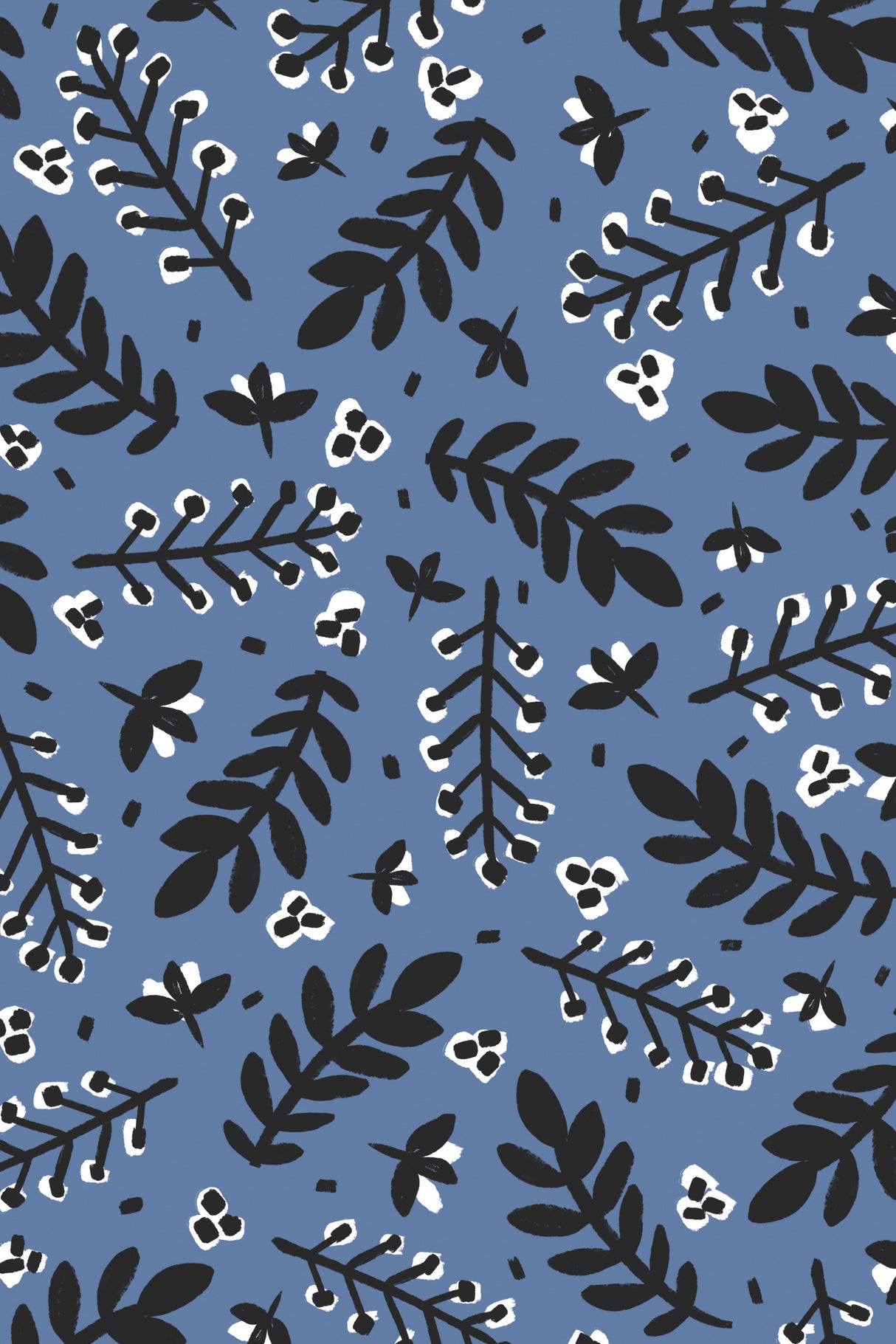 Branches And Berries (Blue) Poster och Canvastavla