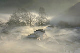 The Village in Morning Mist Poster och Canvastavla