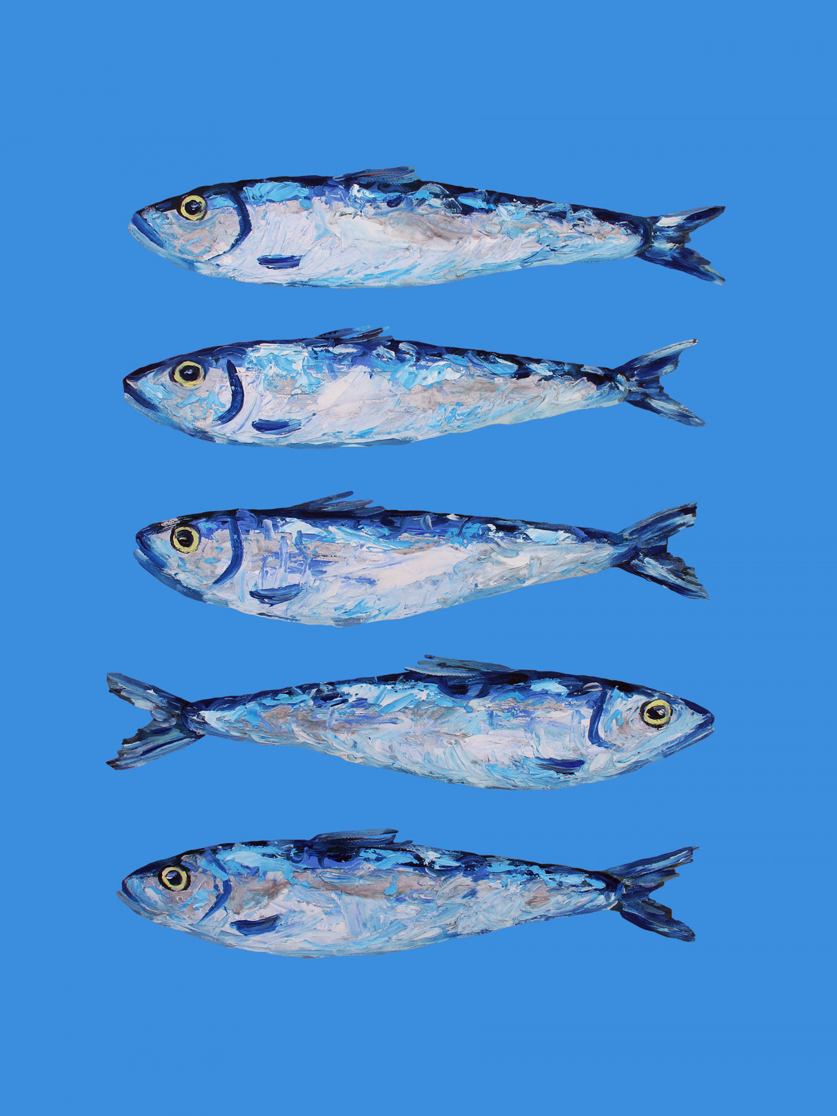 Sardines on Blue Poster och Canvastavla