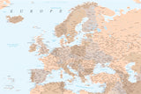 Neutral detailed map of Europe Poster och Canvastavla