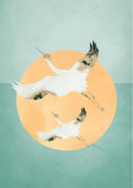 Mint Green Sun &amp; Cranes Poster och Canvastavla