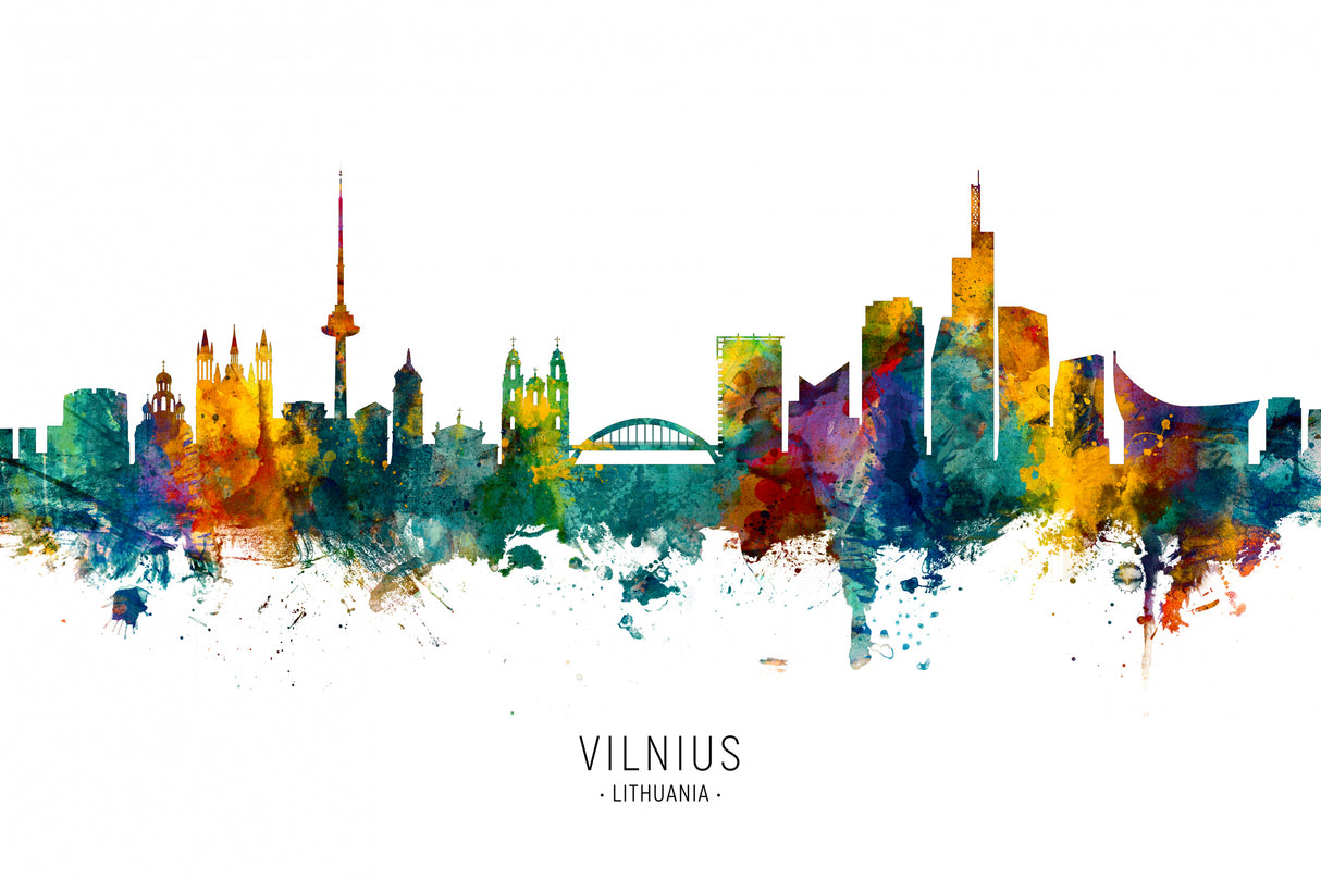 Vilnius Lithuania Skyline Poster och Canvastavla