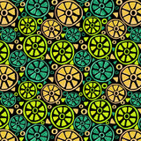Fruit Slices Turquoise Green Orange On Black Geometric Poster och Canvastavla